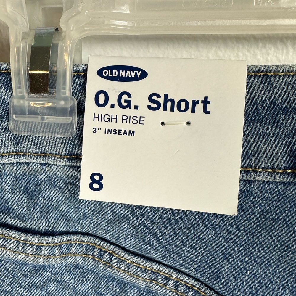 Old Navy Blue Jean Shorts Distressed Raw Hem O.G. Short High Rise size 8 - Picture 3 of 9